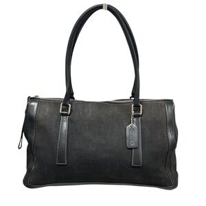 Coach Vintage Bonnie Legacy black linen & leather shoulder bag